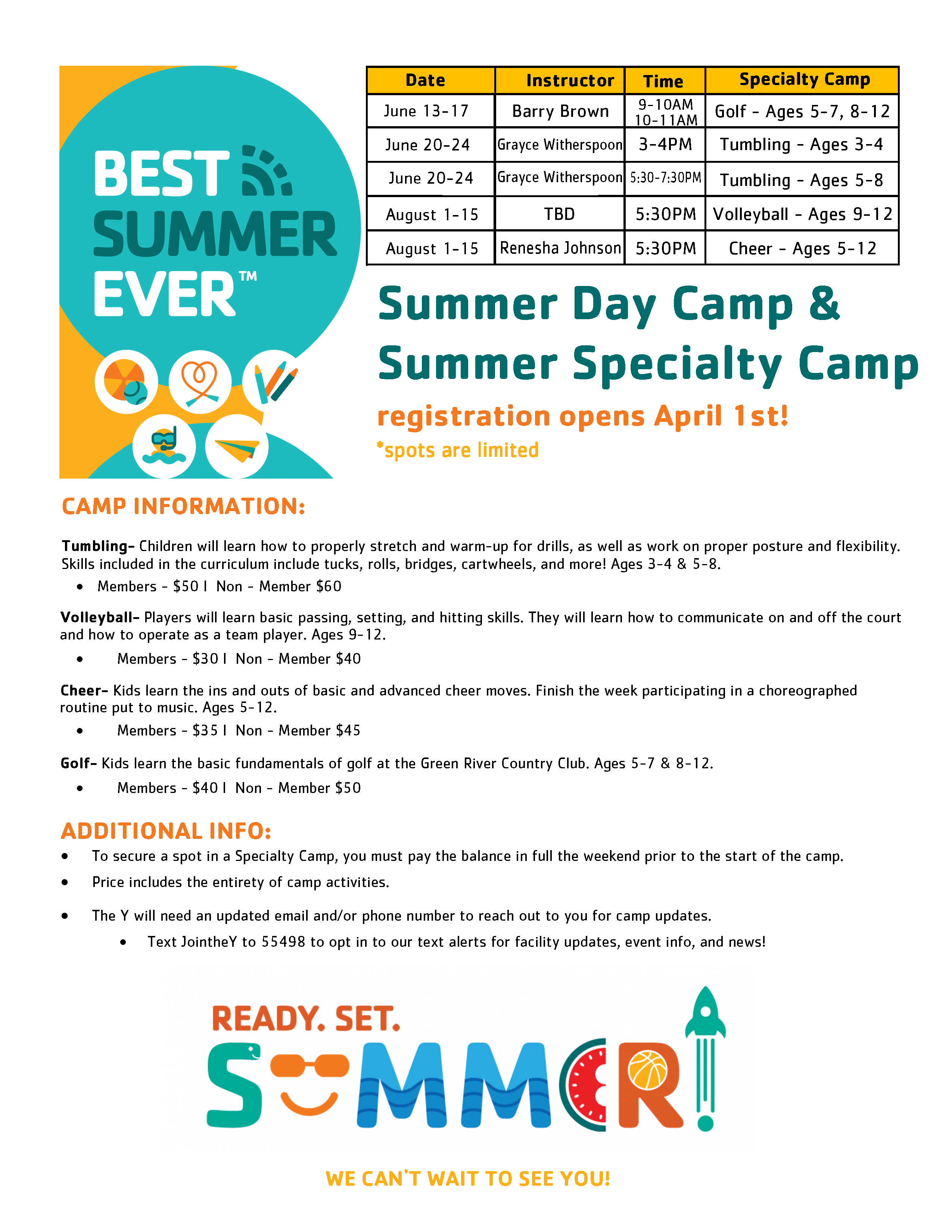Summer Camps YMCA of the Upper Pee Dee